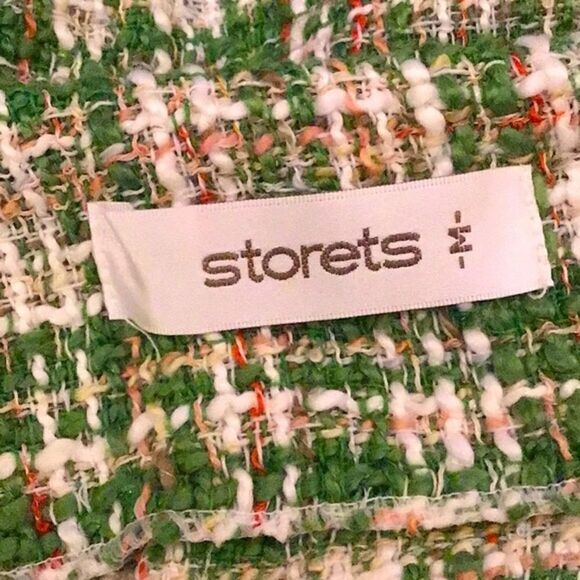 Storets DIANA Green White Plaid Tweed Pearl Button Crop Tank - Picture 9 of 11